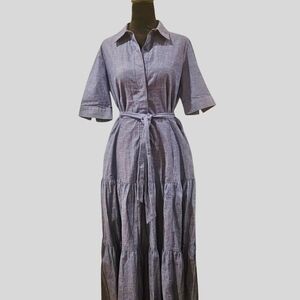 Calvin Klein - Blue Midi Dress with Belt